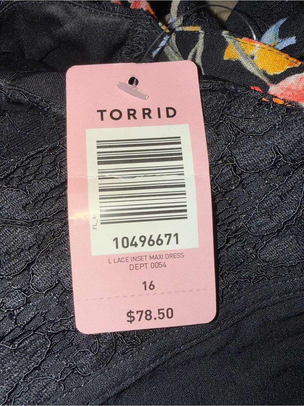 Torrid Floral Lace Inset Maxi Dress Black Multi Floral Size 16 NWT Euro Summer - Picture 7 of 8
